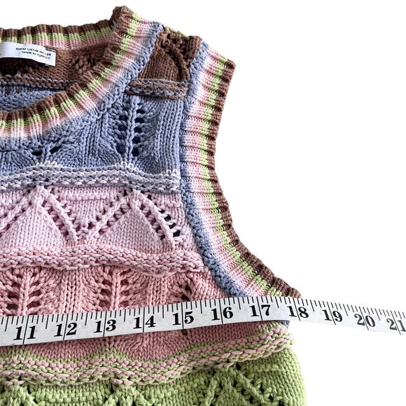 Zara Multicolor Crochet Knit Cropped Sleeveless Sweater Vest Top Size Medium - Picture 5 of 7